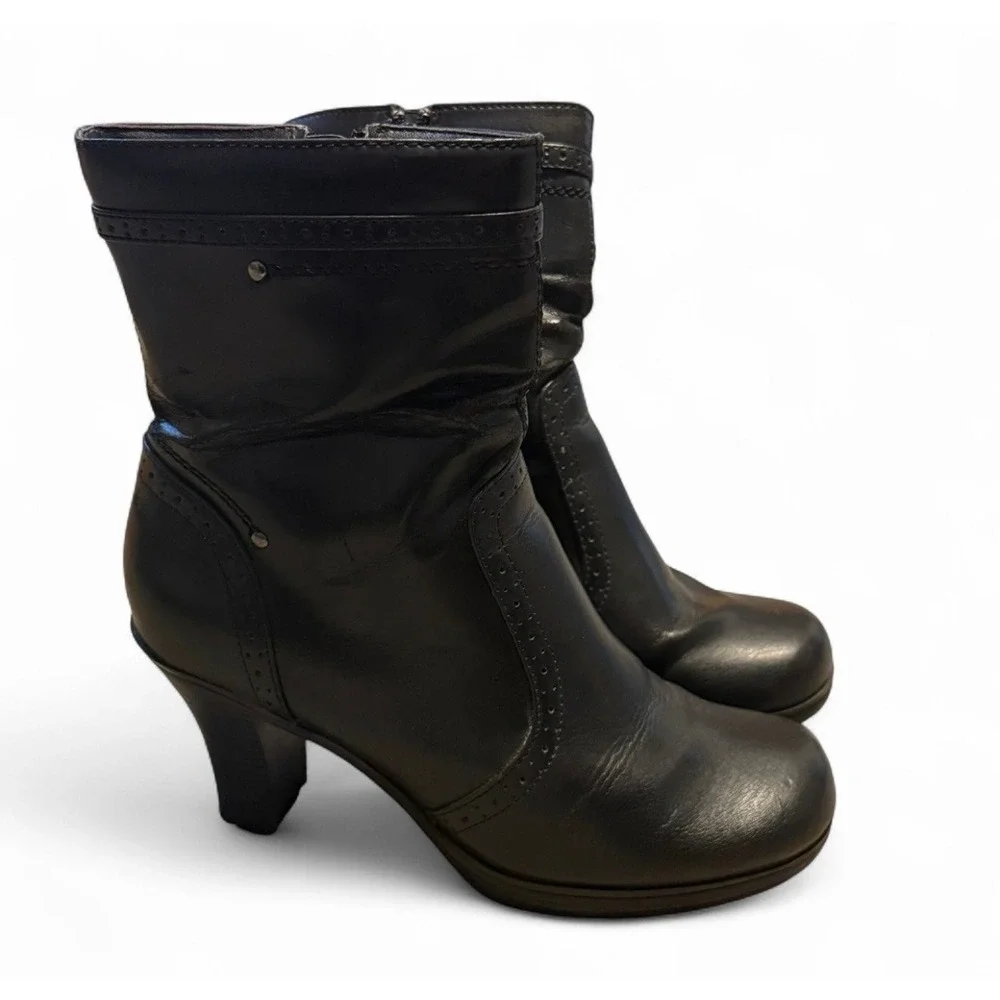 Mudd Black Ankle Boots Womens‎ Size 9 Mid Heel Zip Booties Y2K